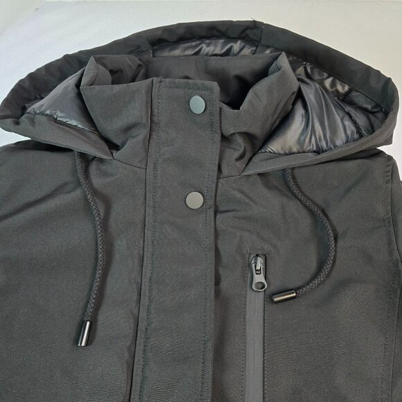 AIKKIA Women Black Slim-Fit Fall Coat-Trendy Hooded Puffer Coat  Sz: S(4) Black - Picture 10 of 12